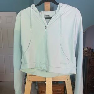 GYMSHARK cropped zip up hoodie (light blue)